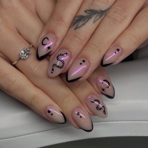 Cosmic Snake Halloween Nails