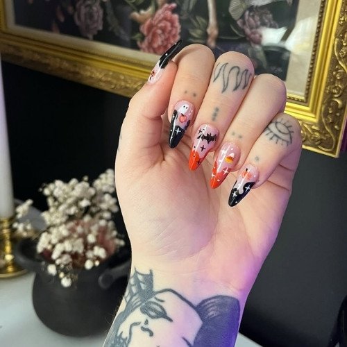 Spooky Ombre Halloween Nails