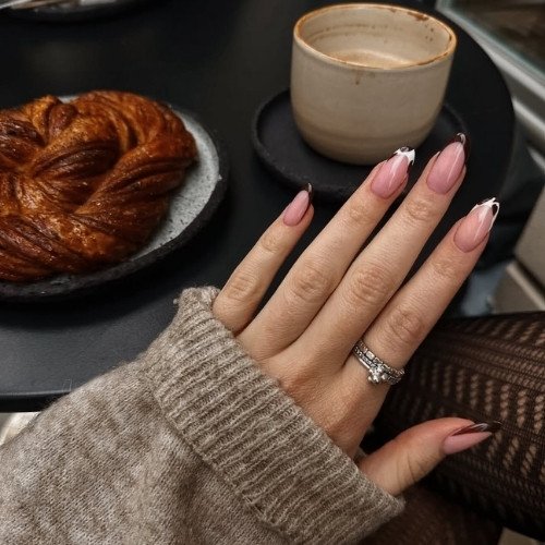 Chocolate Drizzle French Nails