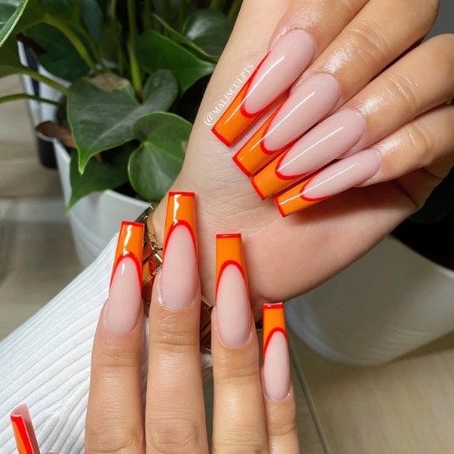 Fiery Edge French Nails