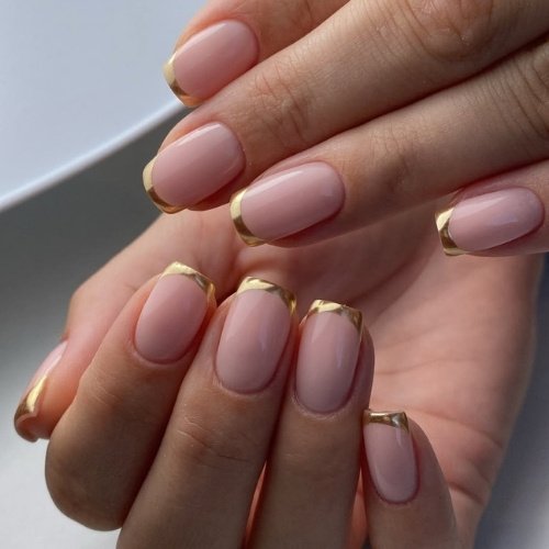 Golden Edge French Nails
