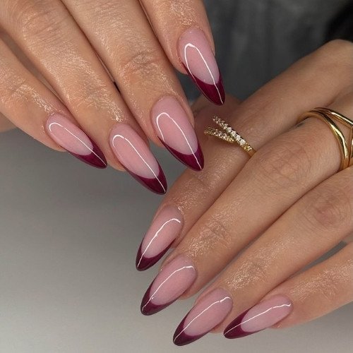 Wine Velvet French Tips
