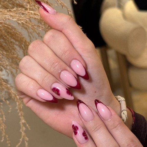 Burgundy French Nails