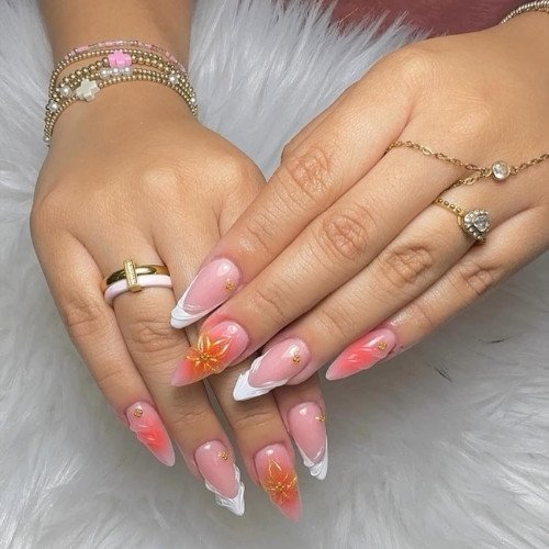 Coral French Tips