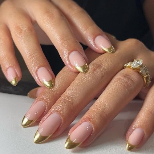 Gold French Nails