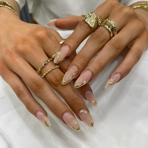Golden Sands French Nails