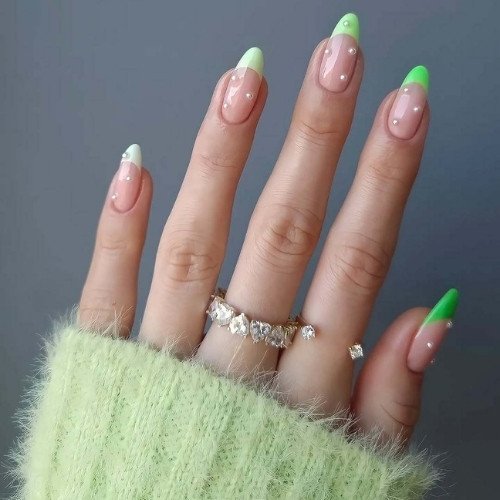 Lime Breeze French Tip Nails