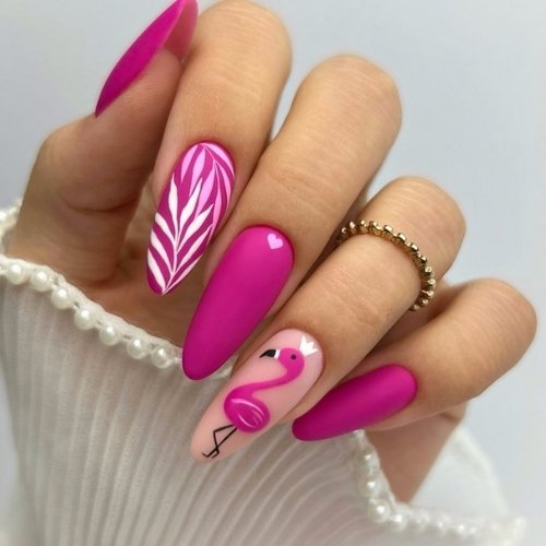 Neon Pink Swirl Nails