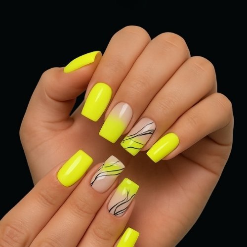 Neon Yellow Statement Nails