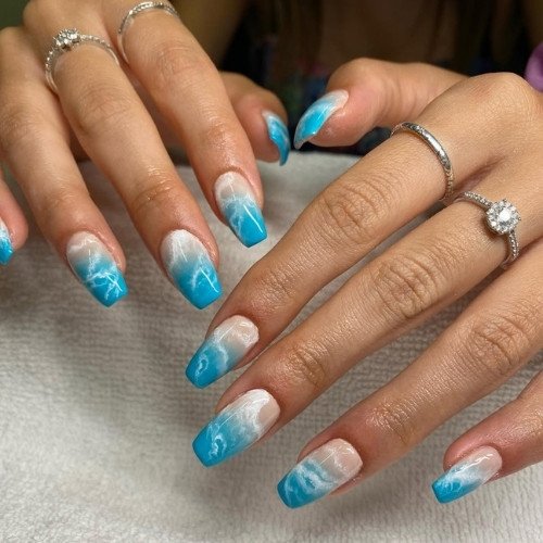 Ocean Wave Blue Nails