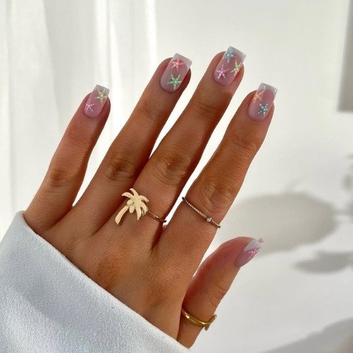 Pastel Starfish Beach Nails