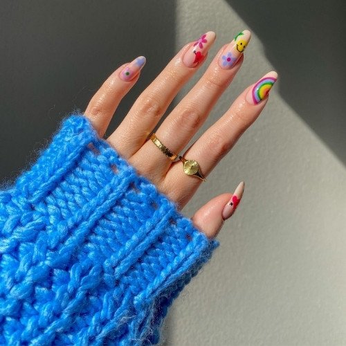 Playful Rainbow Beach Nails