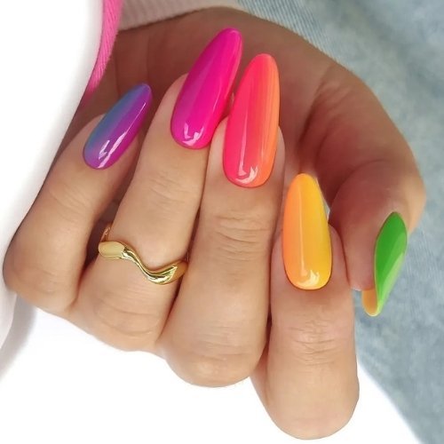 Rainbow Ombre Summer Nails