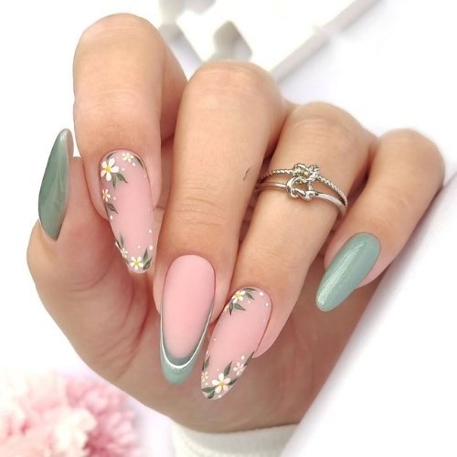 Sage Green Almond Nails