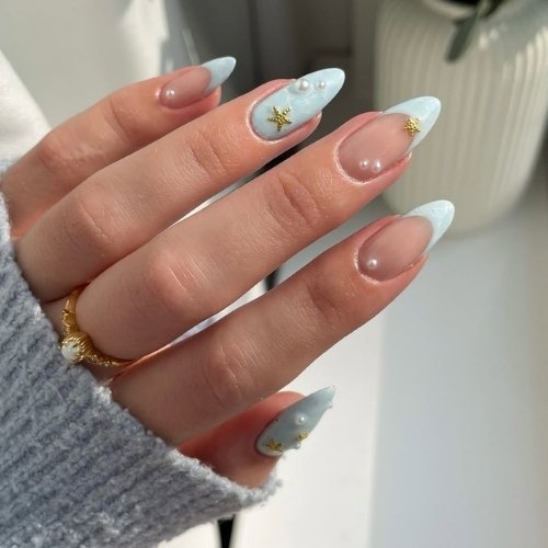 Soft Pearl Ocean Nails