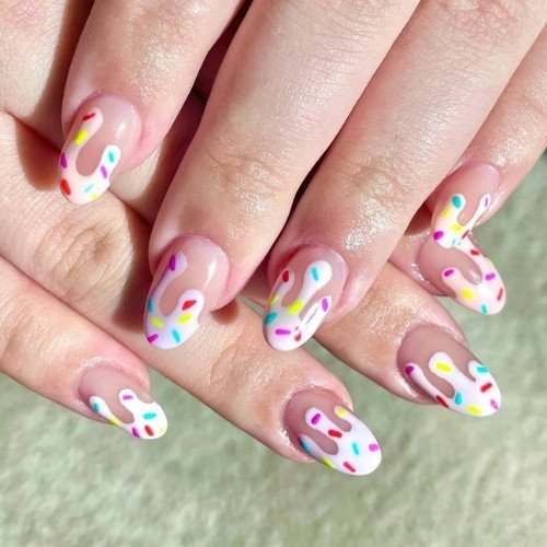 Sweet Sprinkle Drip Nails