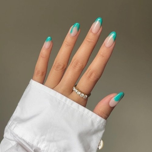 Turquoise Wave Tip Nails