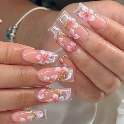 Blush Blossom Nails
