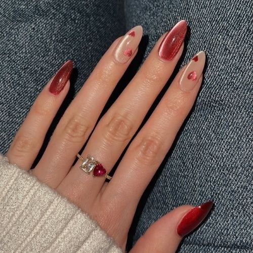 Cherry Red Velvet Nails