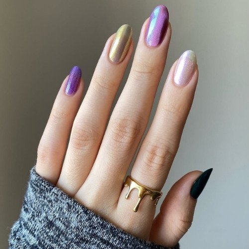 Pastel Nails with Chrome Glow