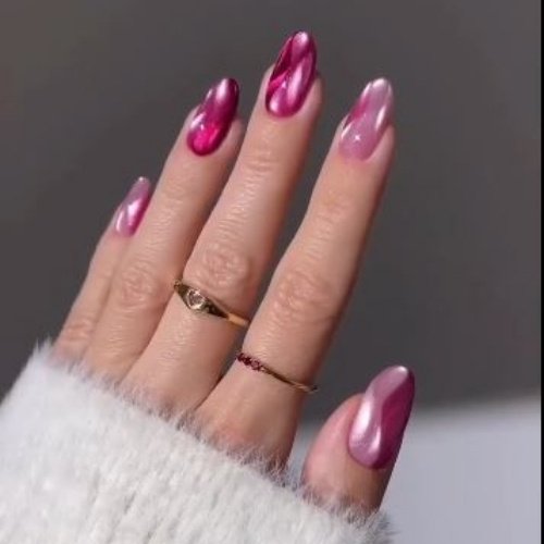 Pink Chrome Nails