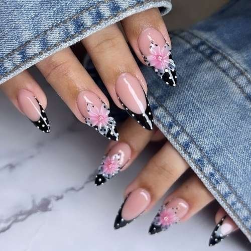 Polka Dot Floral Nails