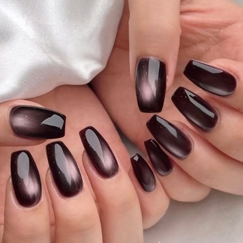 Smoky Black Velvet Nails
