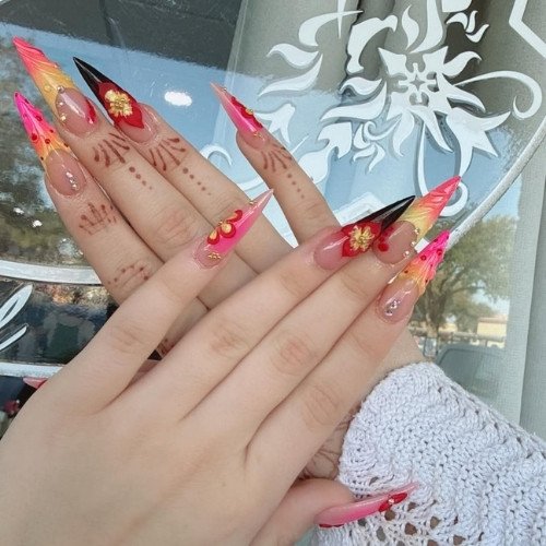 Sunset Flame Nails
